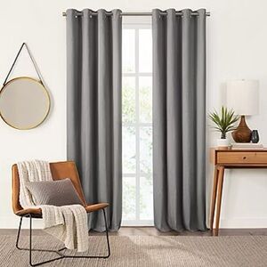 Fieldcrest Devin Cotton Chambray Blackout Grommet Top‎ Curtain Panel - Graphite